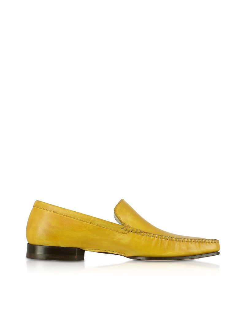 Yellow Italian Handmade Leather Loafer Shoes