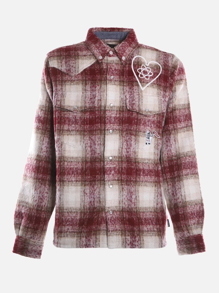 Wool Blend Shirt With All-over Checked Print