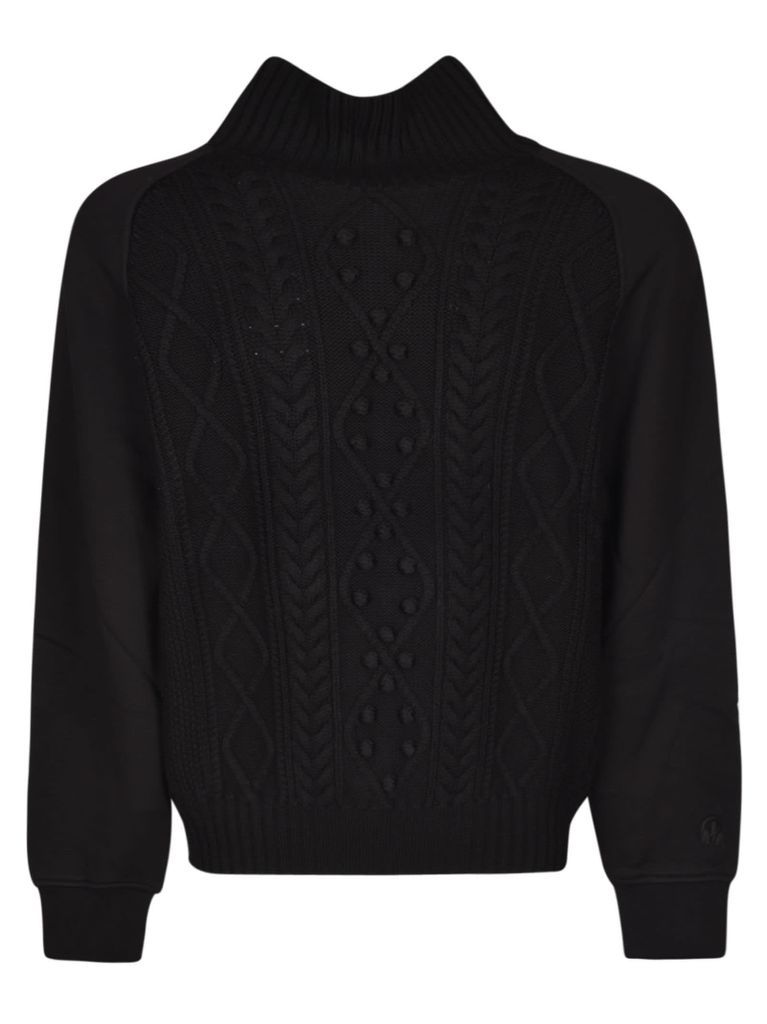 Hybrid Cable Knit High Neck Sweater