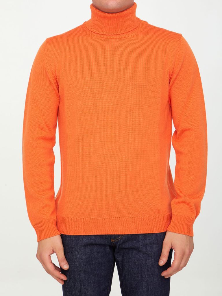 Orange Merino Wool Turtleneck