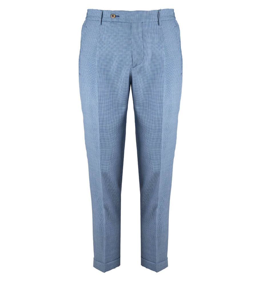 Retro Elax Micro Houndstooth Light Blue Trousers