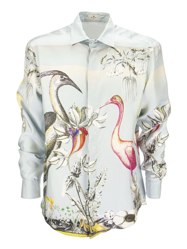 Silk Shirt With Heron Print