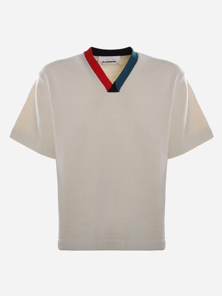 Wool T-shirt With Contrasting Inserts
