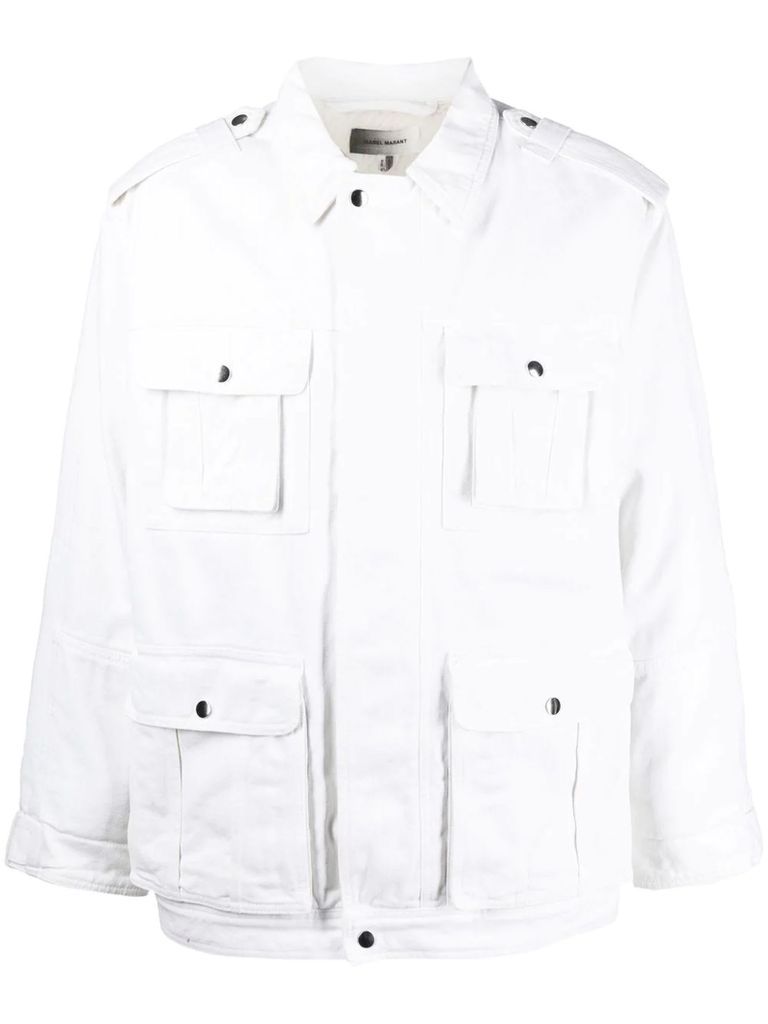 Ivory White Cotton Denim Jacket