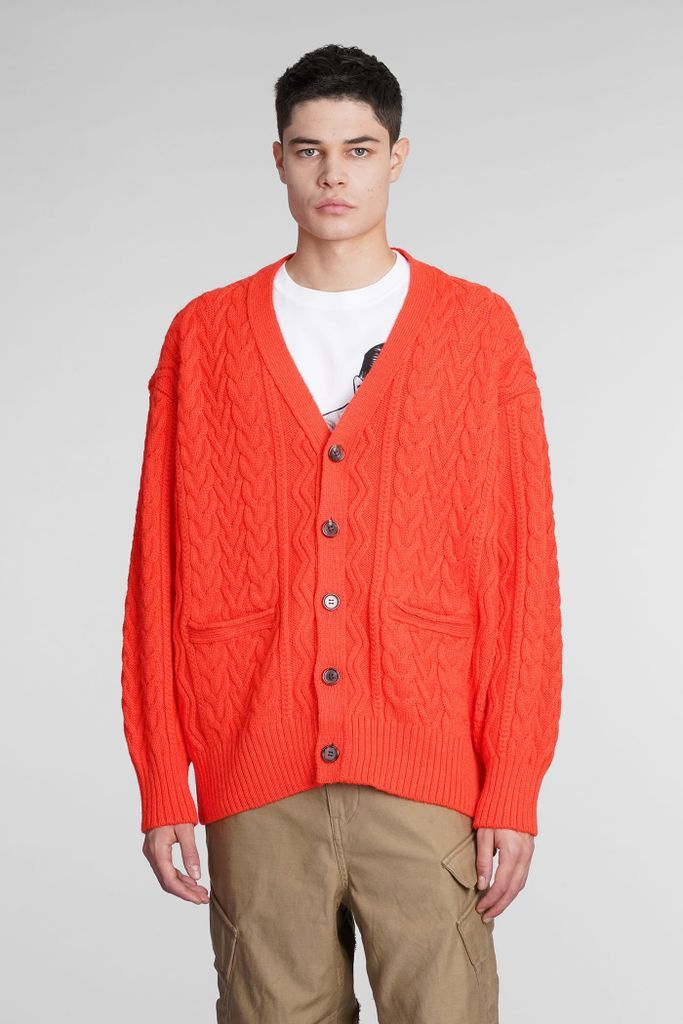 Cardigan In Orange Wool