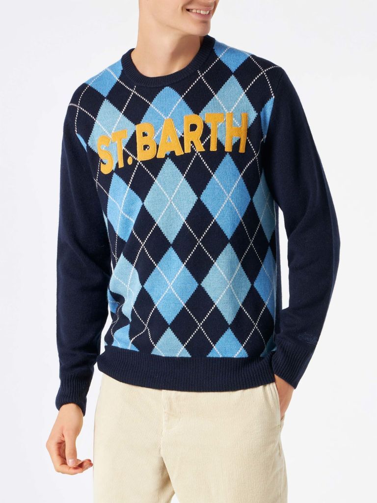 Man Sweater With Argyle Print