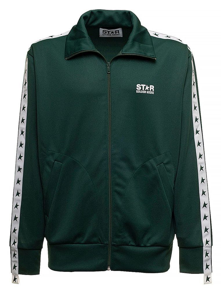 Track Green Technical Fabric Sweatshirt With Star Print Golden Goose Man