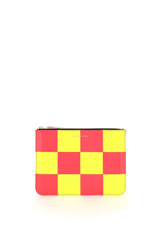Fluo Squares Leather Pouch