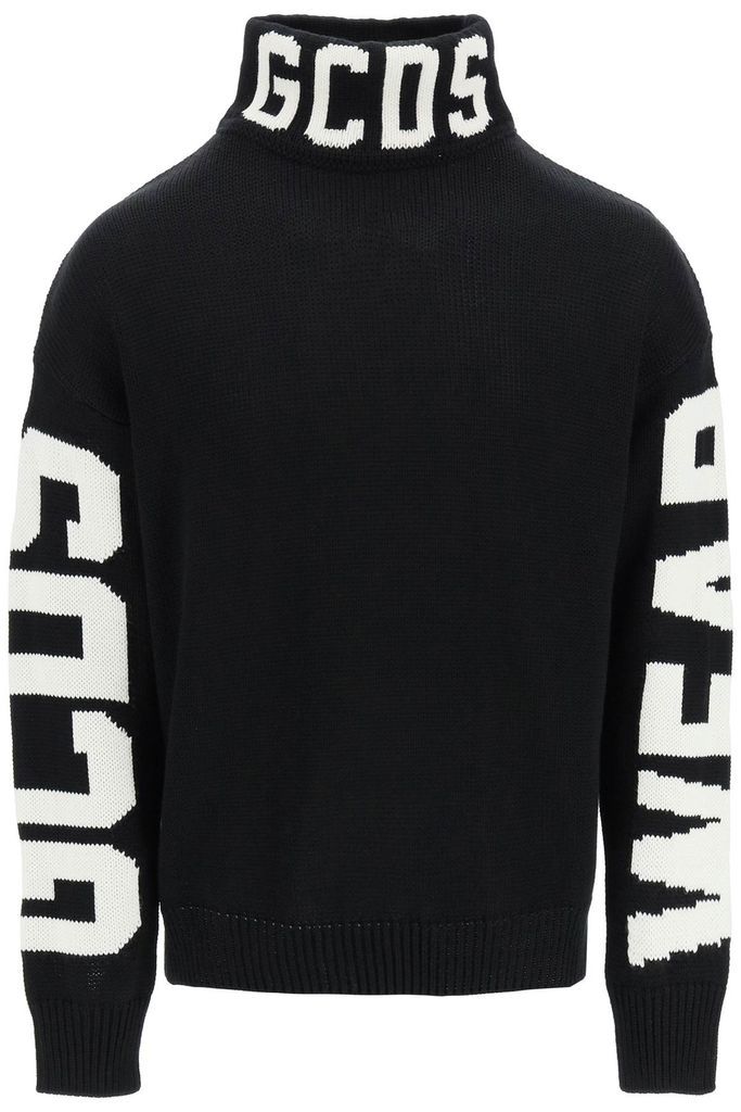 High Neck Sweater With Logo