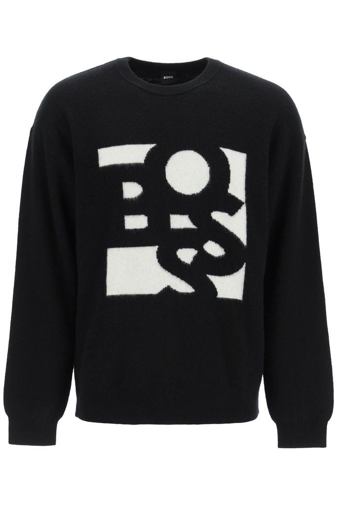 Virgin Wool And Cashmere Sweater With Shaken Logo