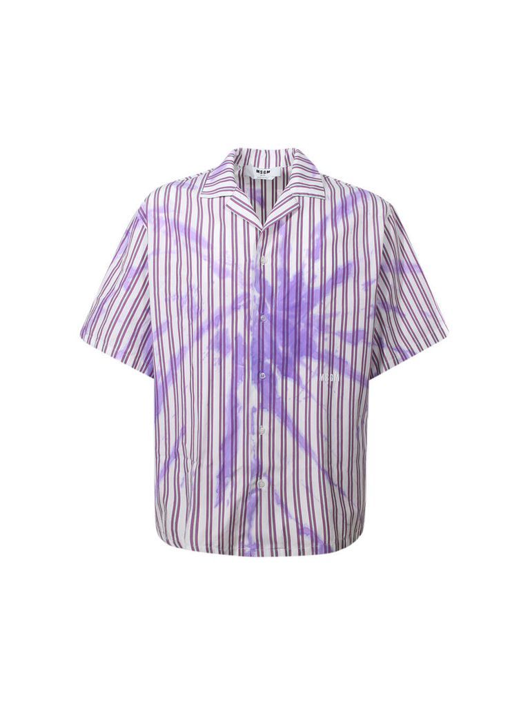 Striped Tie Dye Pattern Poplin Shirt