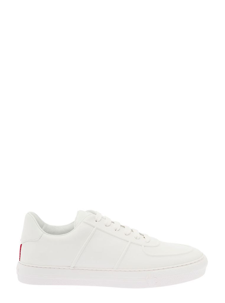 New York White Leather Sneaker With Logo Moncler Man