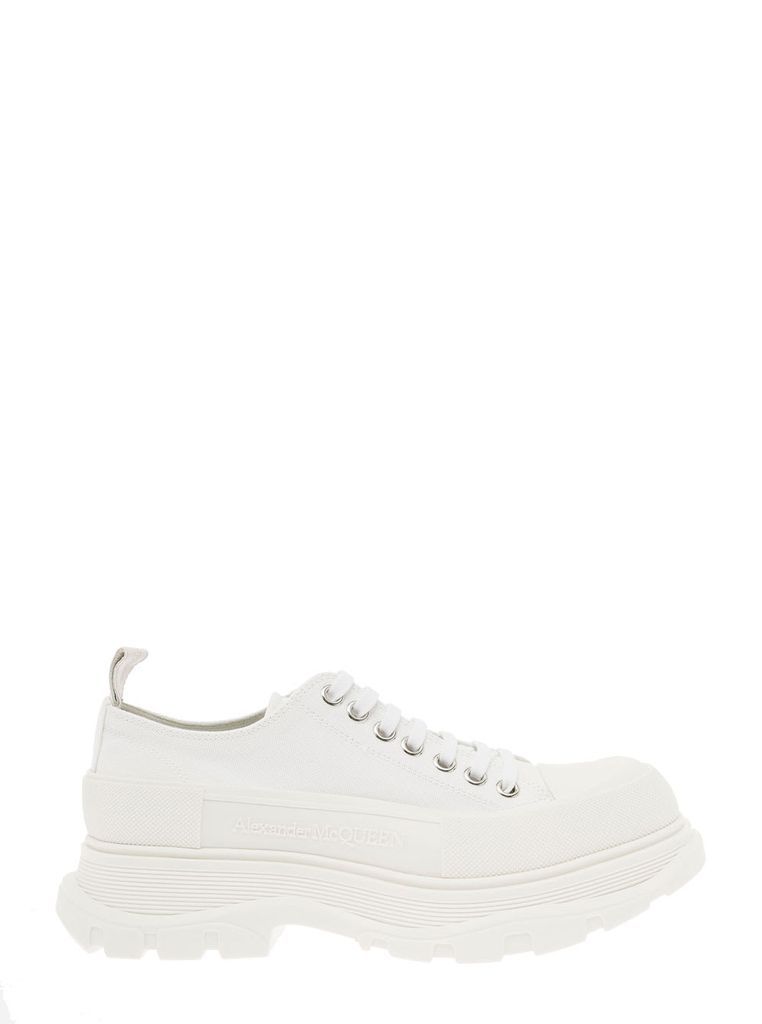 Alexander Mc Queen Mans White Cotton Tread Sneakers