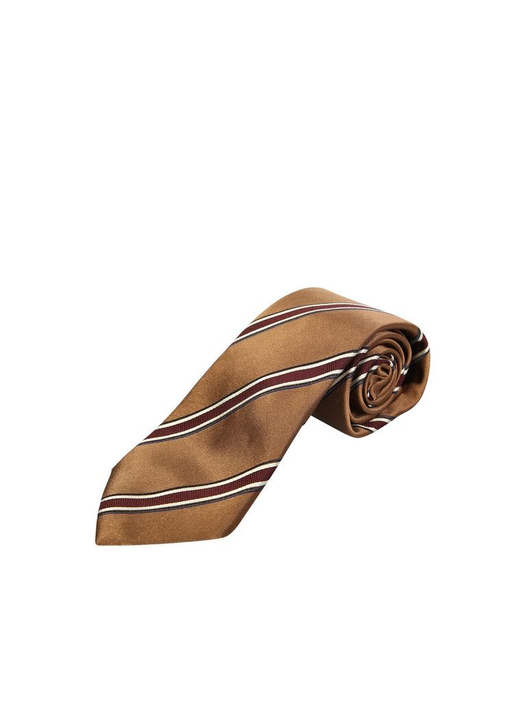 Beige Striped Silk Tie