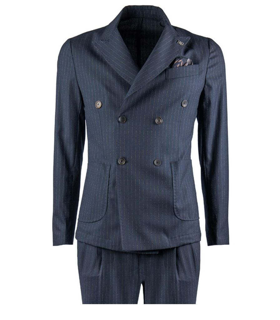 Blue Beige Pinstripe Suit
