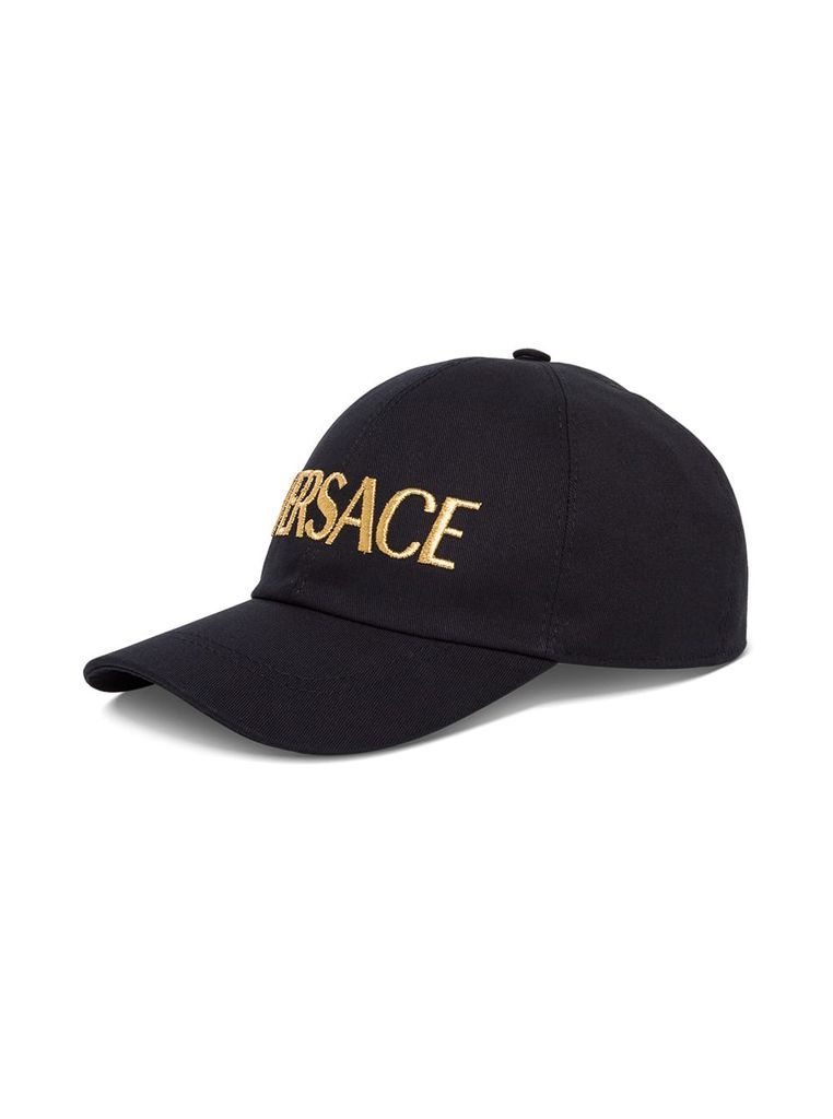 Black Cotton Hat With Embroidered Logo Versace Man