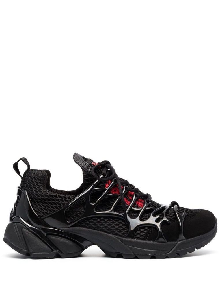 Black Low Top Sneakers With Mesh Panelling In Polyamide Man 44 Label Group