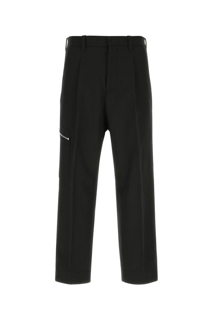Black Polyester Wide-leg Pant