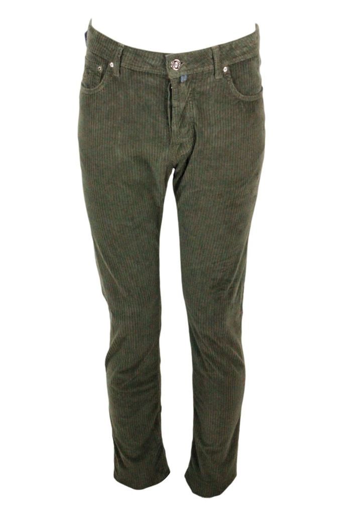 Bard J688 Rock Corduroy Trousers In Luxury Edition Stretch With 5 Pockets With Closure Buttons And Branded Salpa