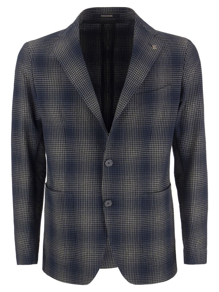 Cotton Jacket With Faded Tartan Pattern