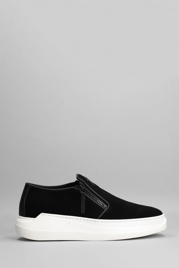 Conley Zip Sneakers In Black Suede