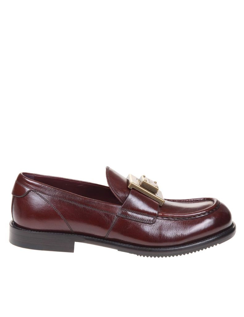 Loafers In Vintage Leather With Logo