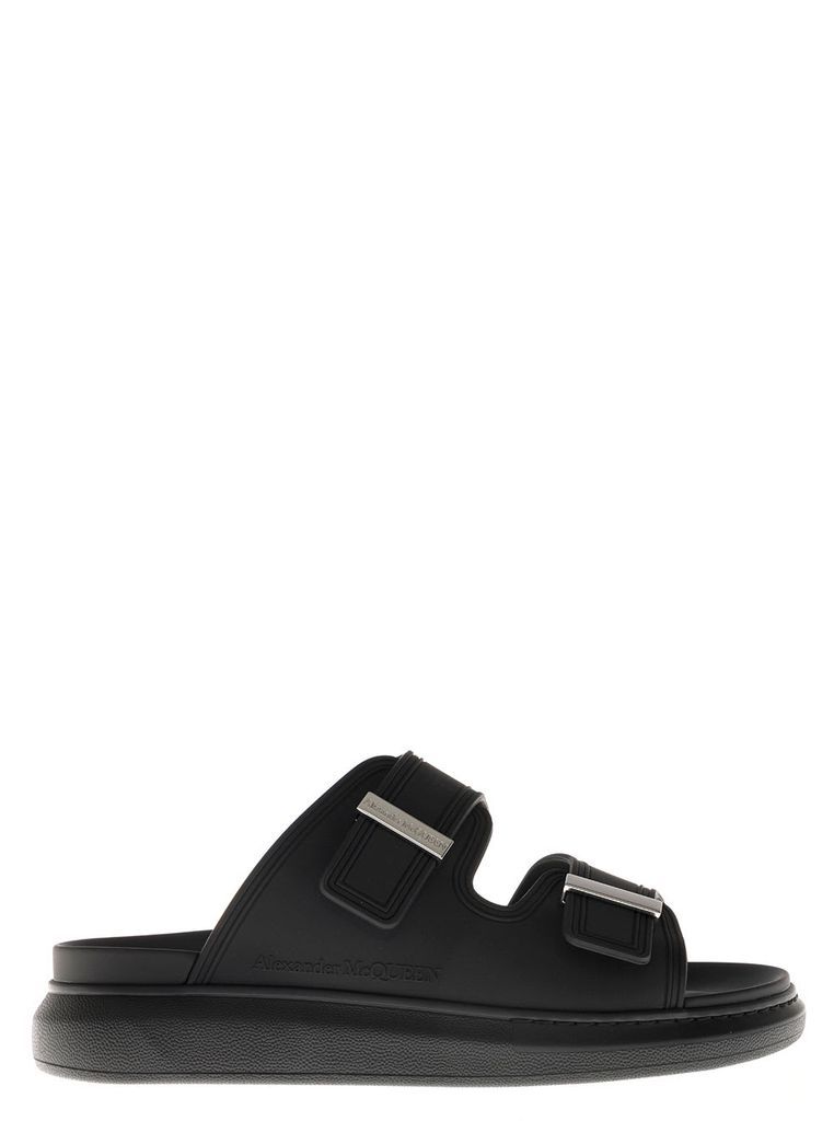Black Rubber Sandals With Buckles