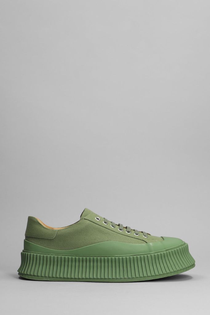 Sneakers In Green Cotton