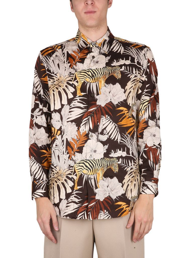 Foliage And Zebra Print Shirt