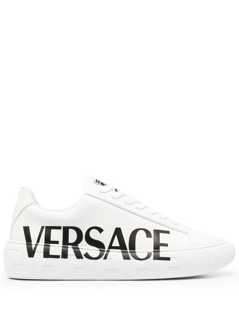 Greca White Leather Sneakers Versace Man