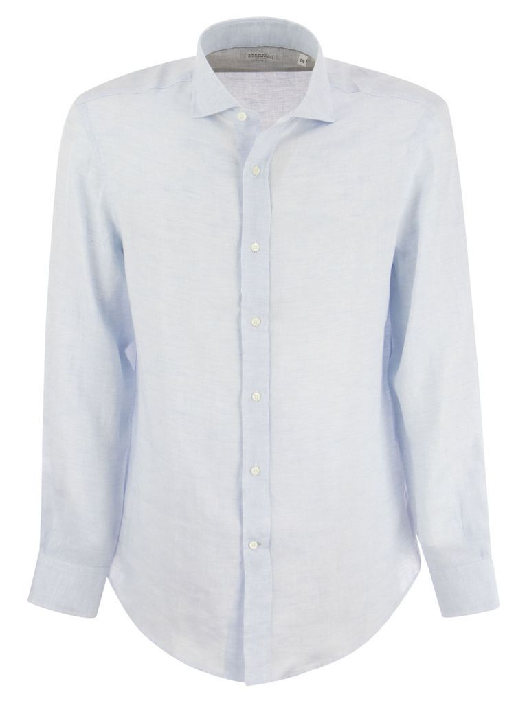Slim Fit Linen Shirt With French Collar