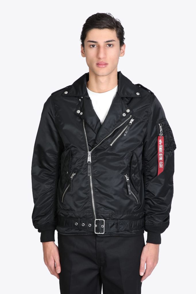 Outlaw Jacket Black nylon biker jacket with belt - OUTLAW JACKET
