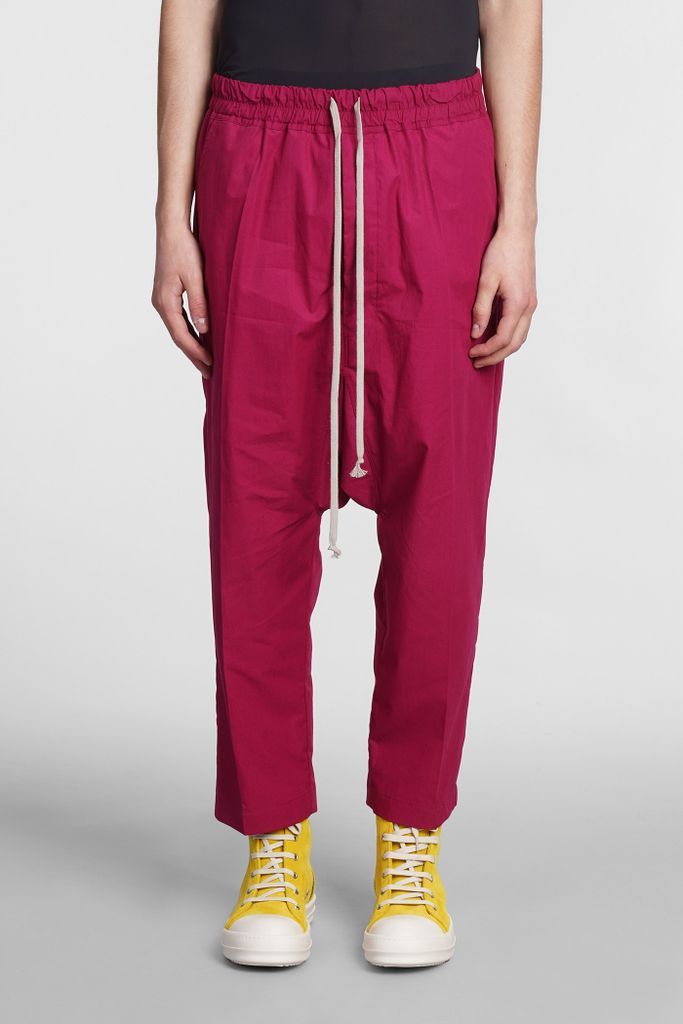 Drawstring Cropped Pants In Fuxia Cotton