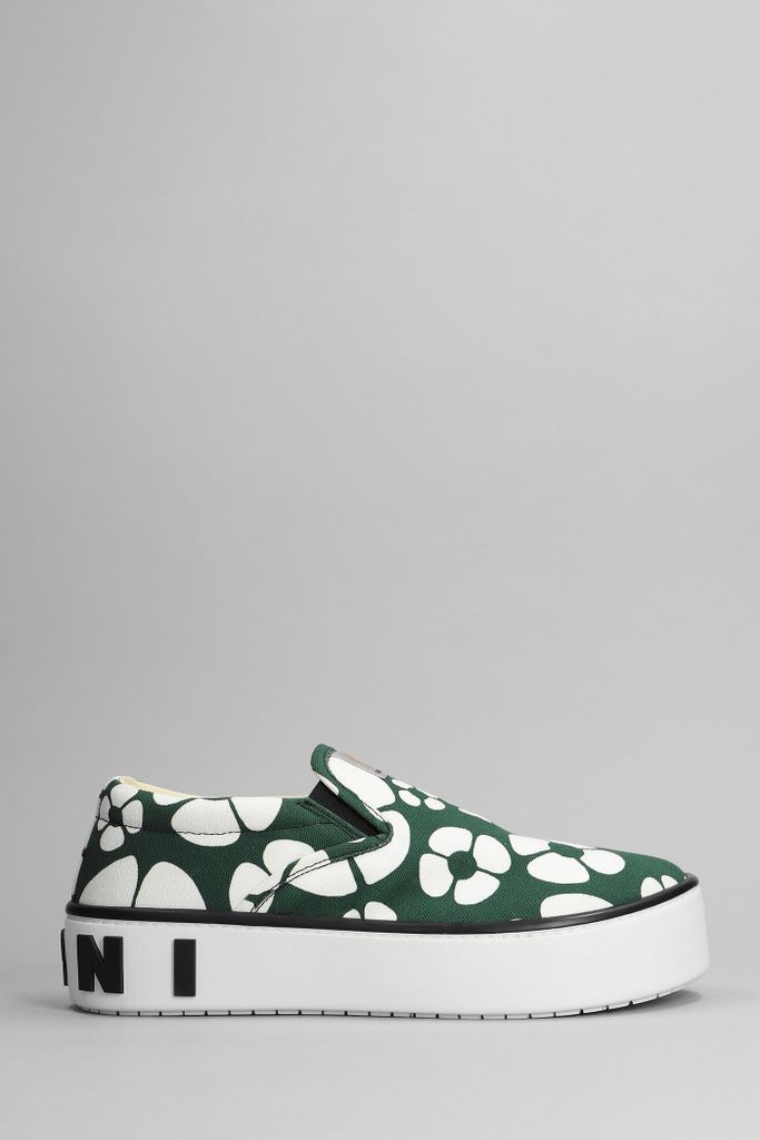 Sneakers In Green Cotton