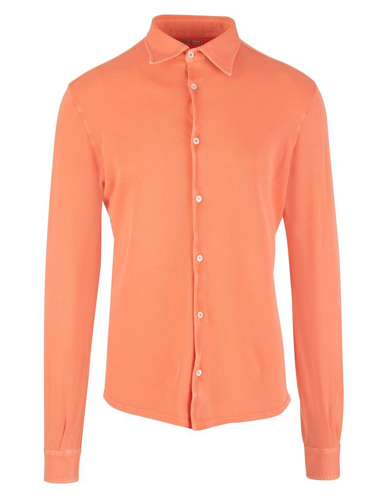 Man Shirt In Orange Cotton Pique