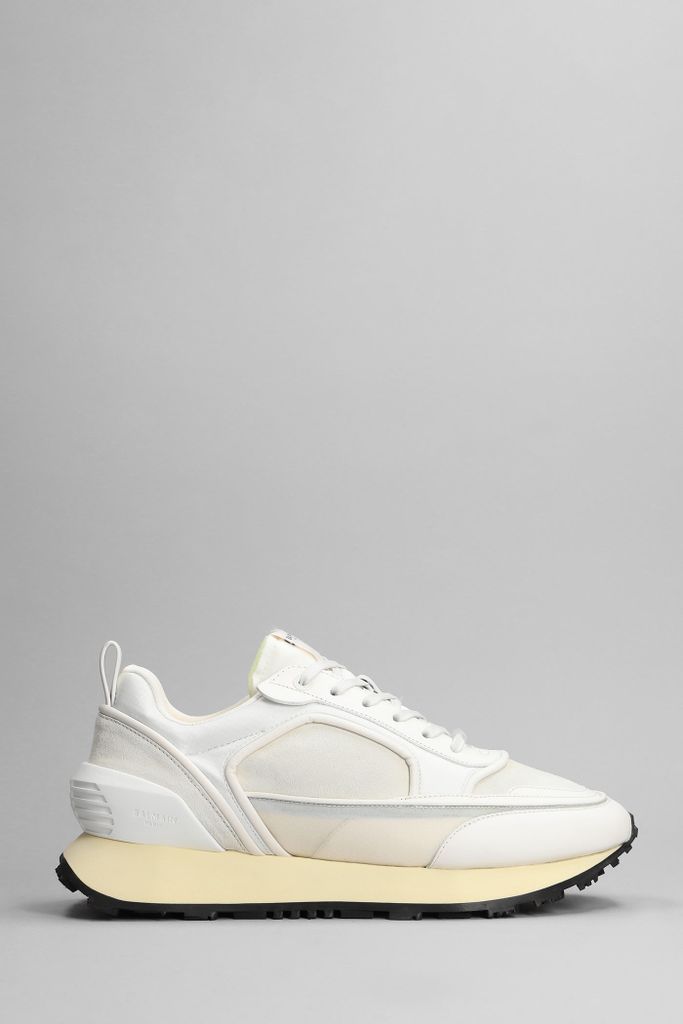 Racer Sneakers In White Suede And Leather