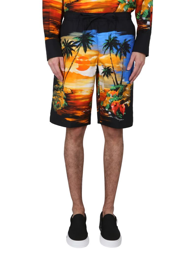 Bermuda Shorts With Hawaii Print