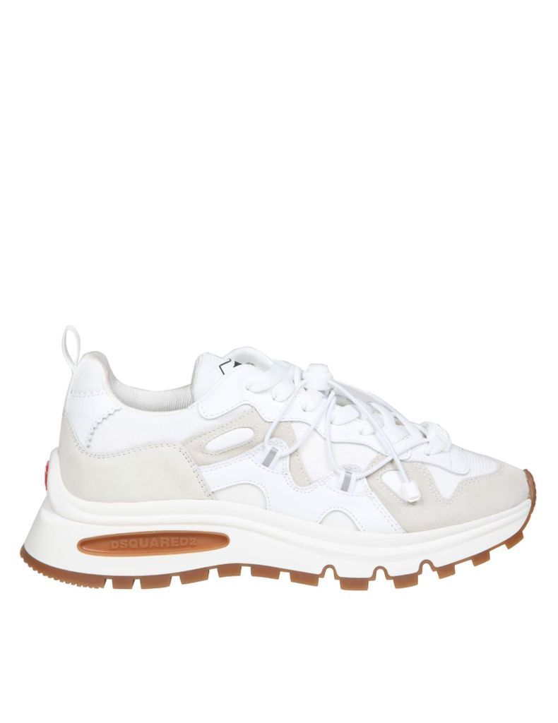 Run Sneakers In Suede And White Fabric