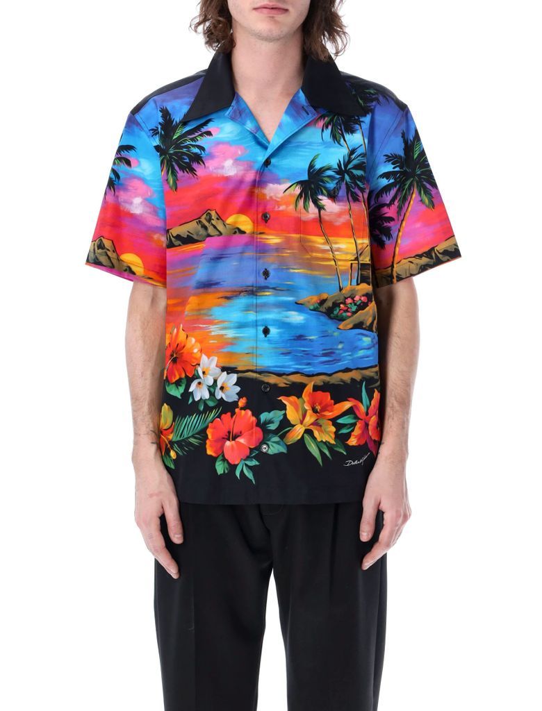 Bowling Shirt With Hawaiian Print