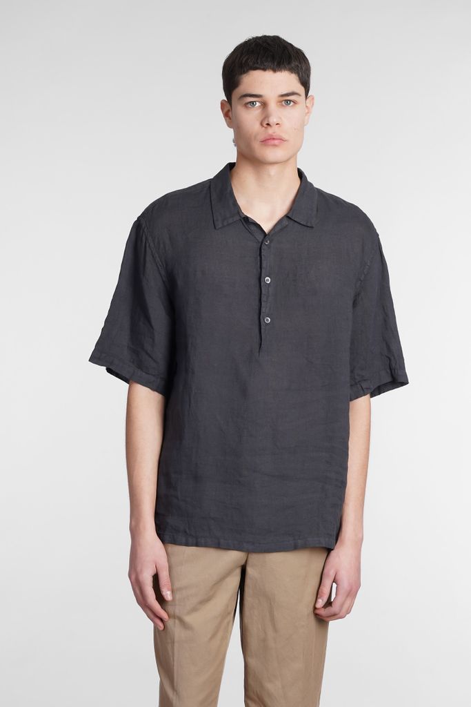 Mola Shirt In Black Linen