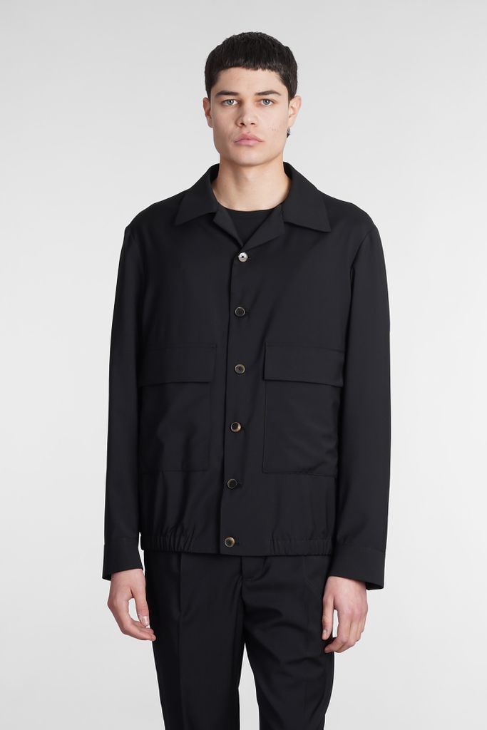 Nembo Casual Jacket In Black Wool