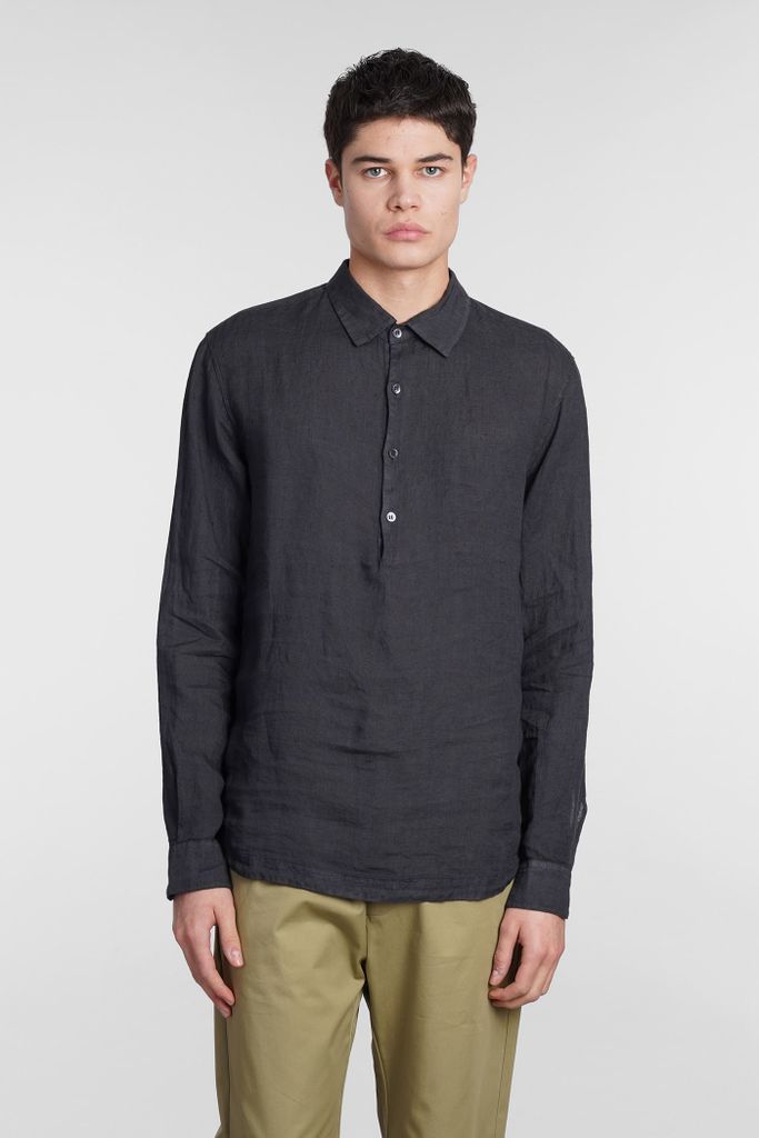 Pavan S Shirt In Black Linen
