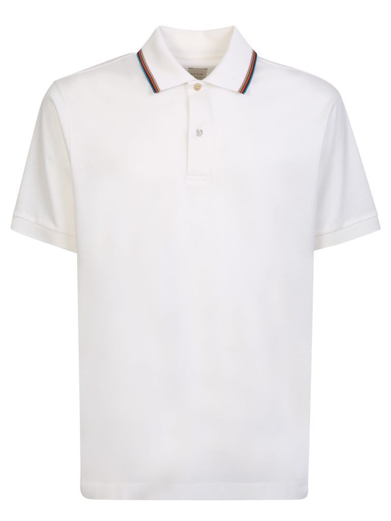Stripe Detail Polo Shirt White