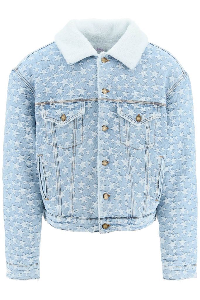 Denim Jacket With Stars Embroidery