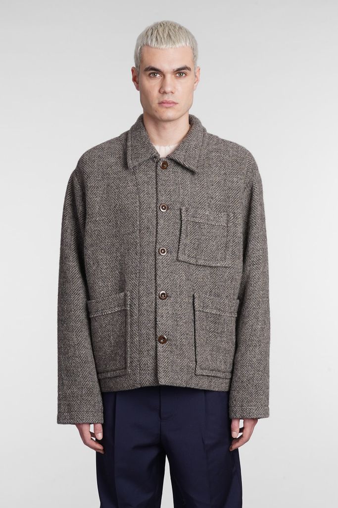 Casual Jacket In Grey Wool