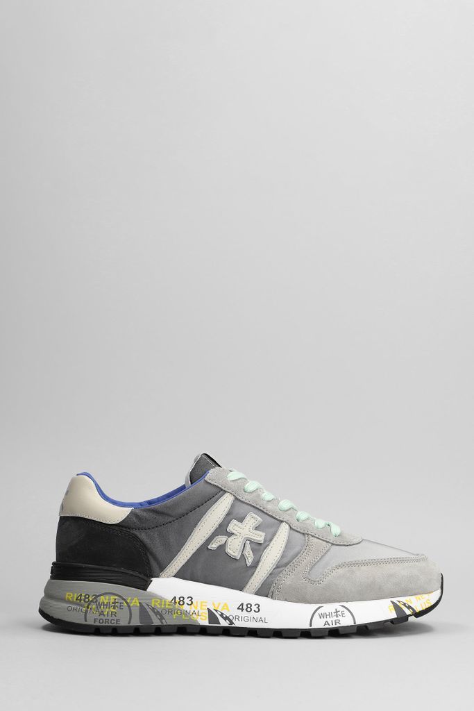 Lander Sneakers In Grey Suede And Fabric