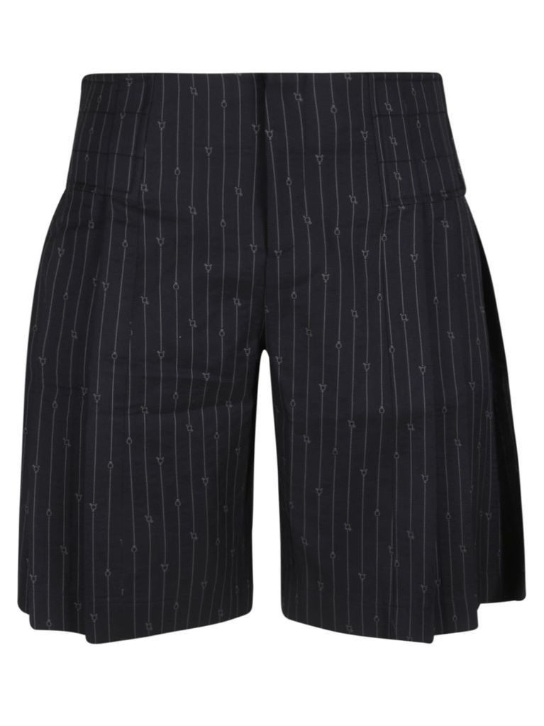 Pinstripe Pleated Shorts