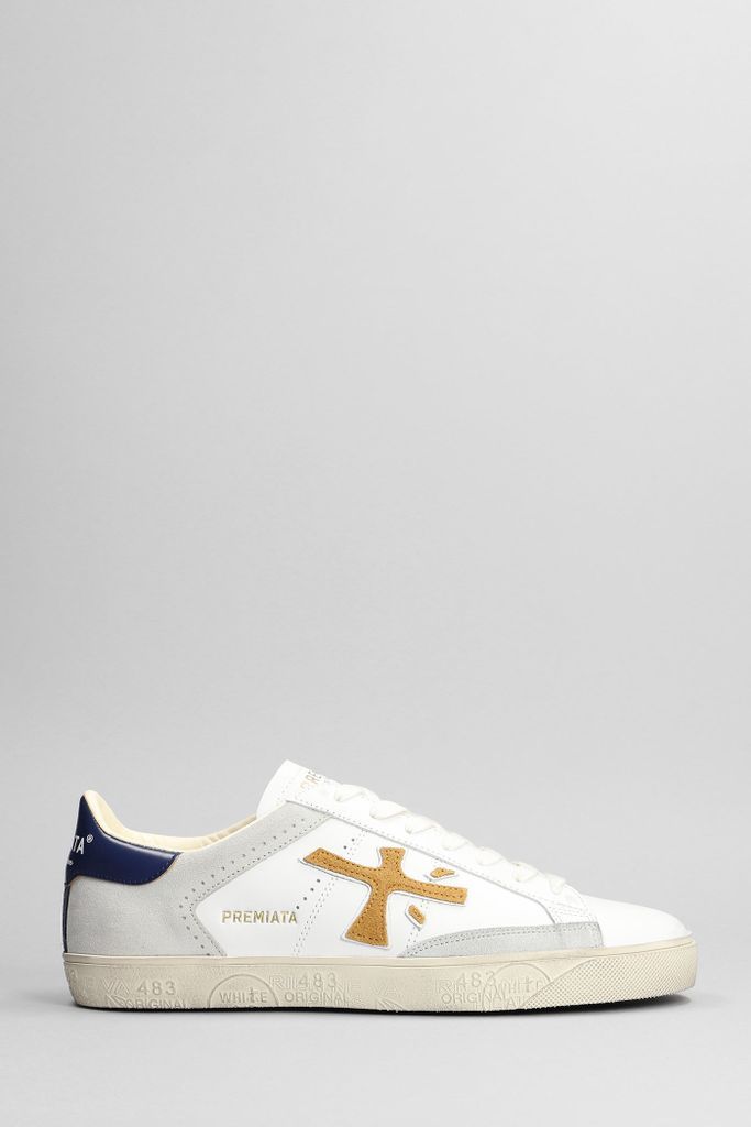 Steven Sneakers In White Suede And Leather