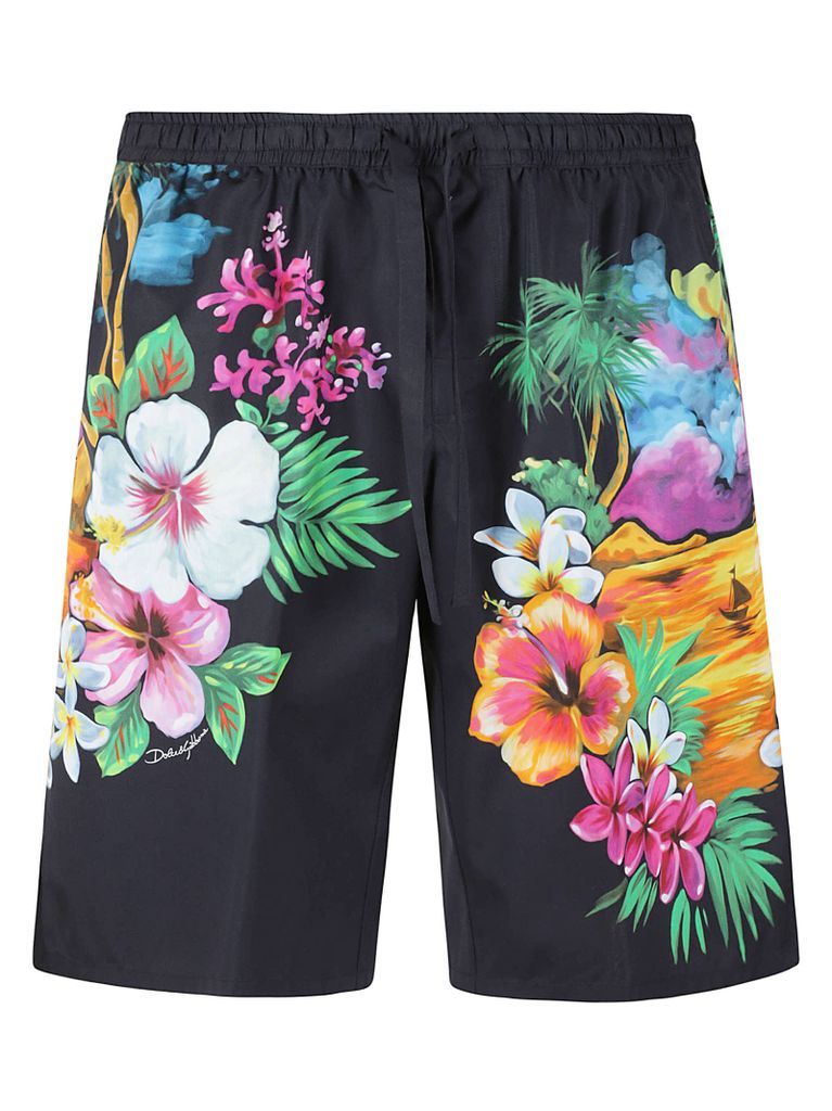 Floral Print Drawstring Waist Shorts