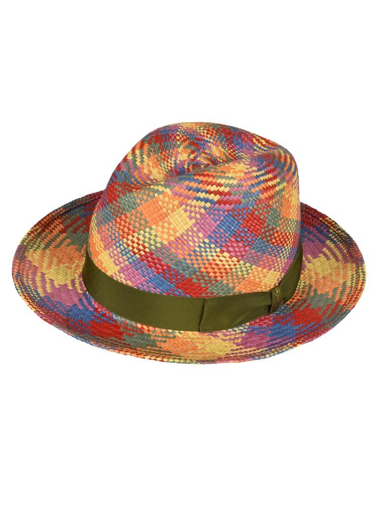 Small Bow Detail Multicolored Straw Hat